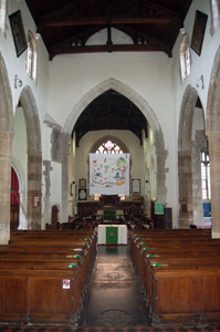 The church interior looking east showing the chancel arch - August 2009